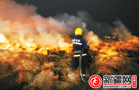 消防车往返城区加水 草帘厂大火扑救10小时才熄灭